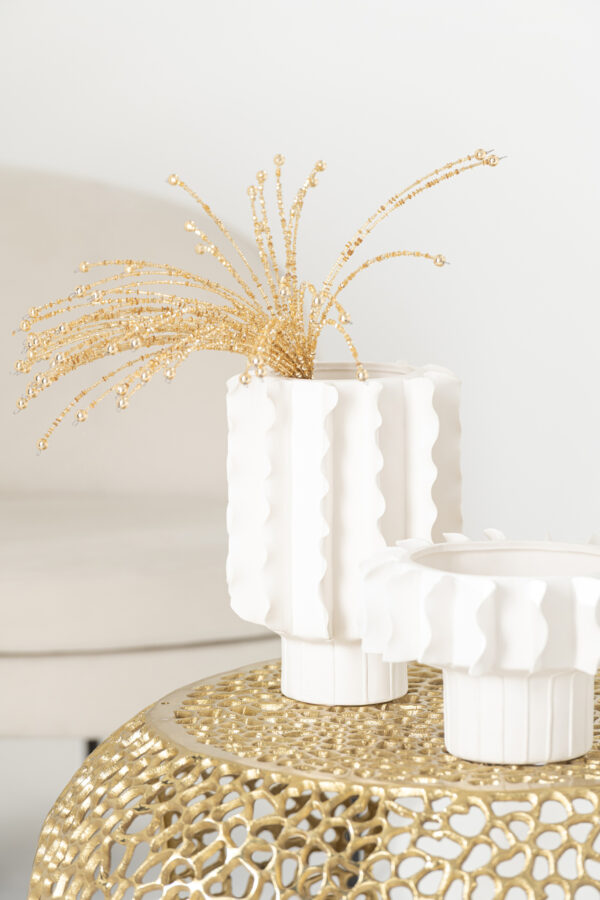 Vase en céramique blanc moyen Helix Round – Image 2