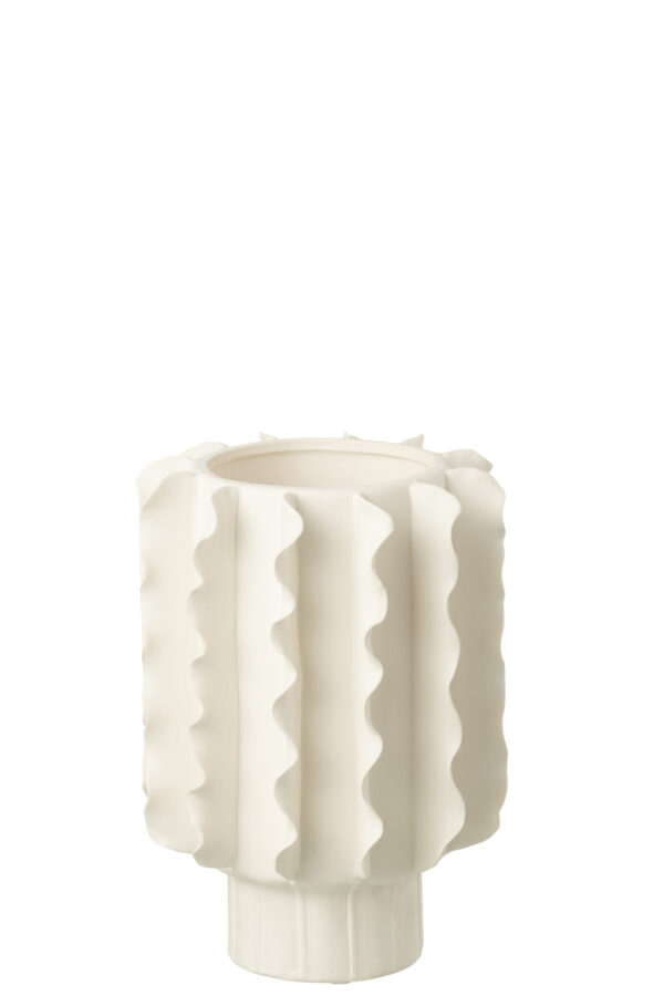 Vase en céramique blanc moyen Helix Round – Image 3