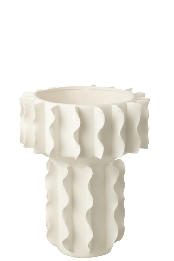 Vase en céramique blanc grand rond Helix – Image 2
