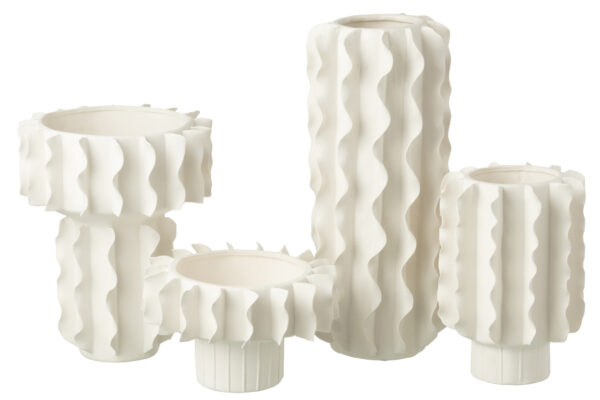 Vase Cylindre Hélice en Céramique Blanc