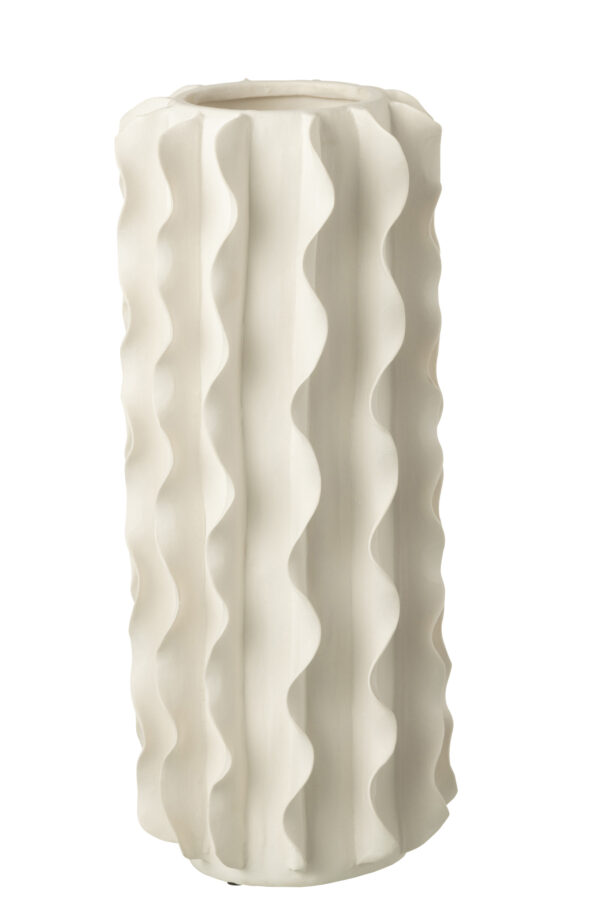 Vase Cylindre Hélice en Céramique Blanc – Image 3