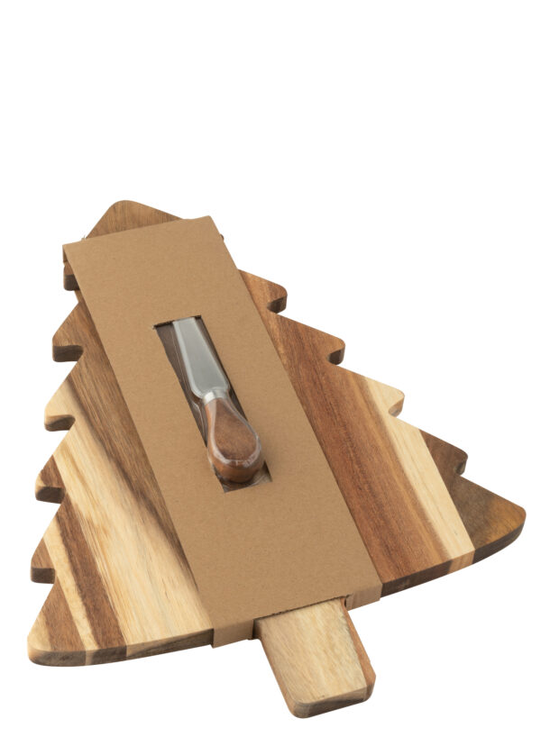 Planche à fromage + couteau à fromage Arbre de Noël Tableau noir Naturel – Image 3