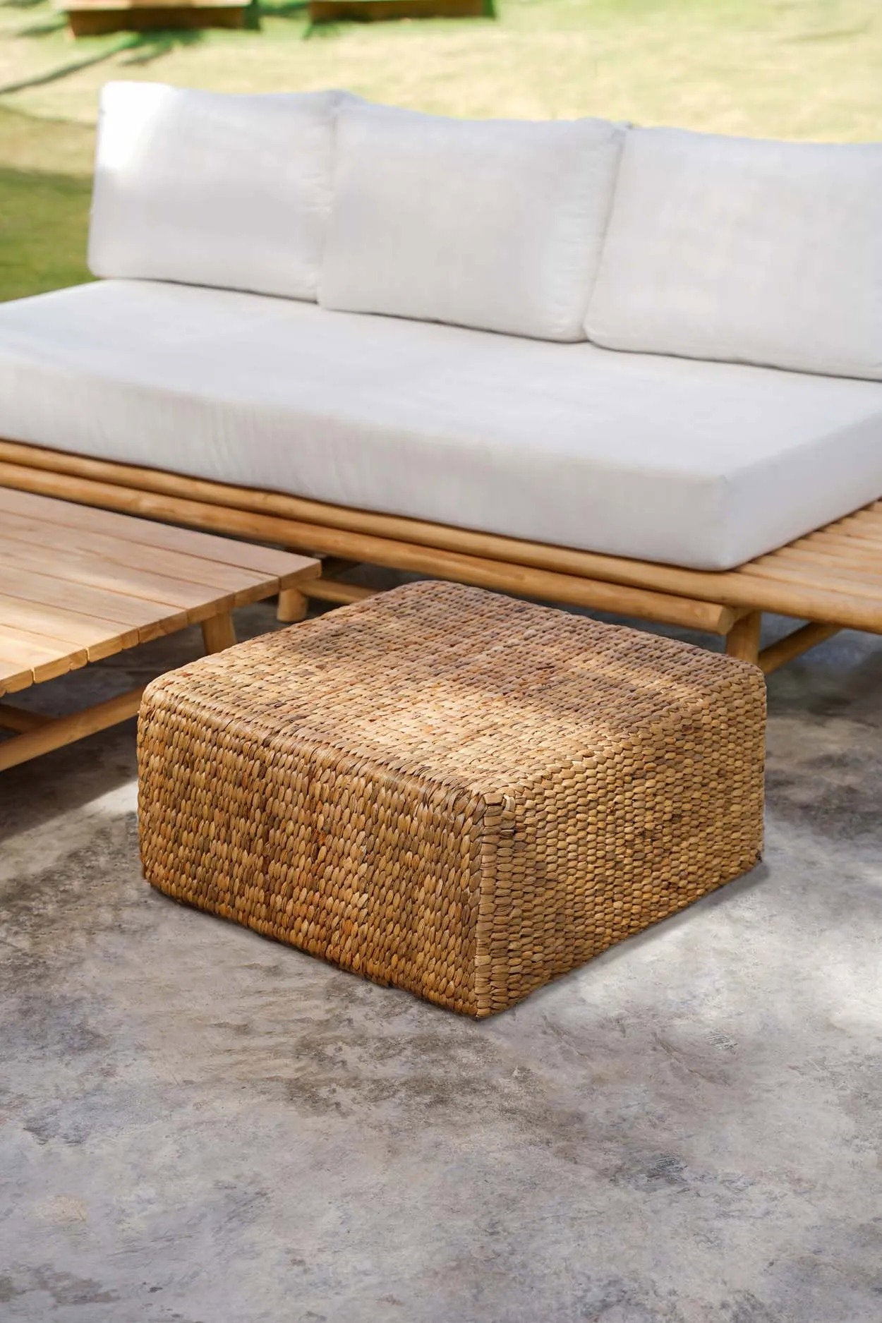 Le pouf carré en jacinthe d'eau - naturel - M – Image 5