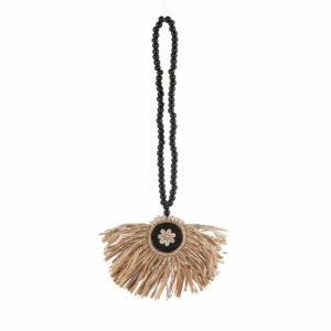 Le pompon de couronne en raphia - noir naturel
