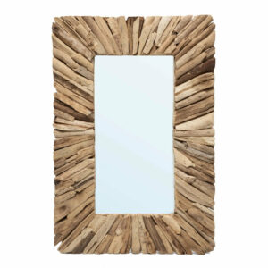 Le miroir encadré de bois flotté - Naturel - M
