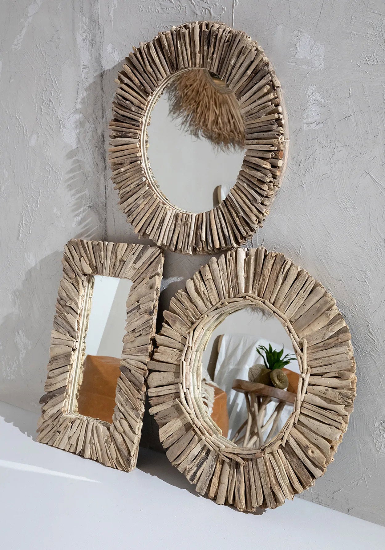 Le miroir encadré de bois flotté - Naturel - M – Image 6